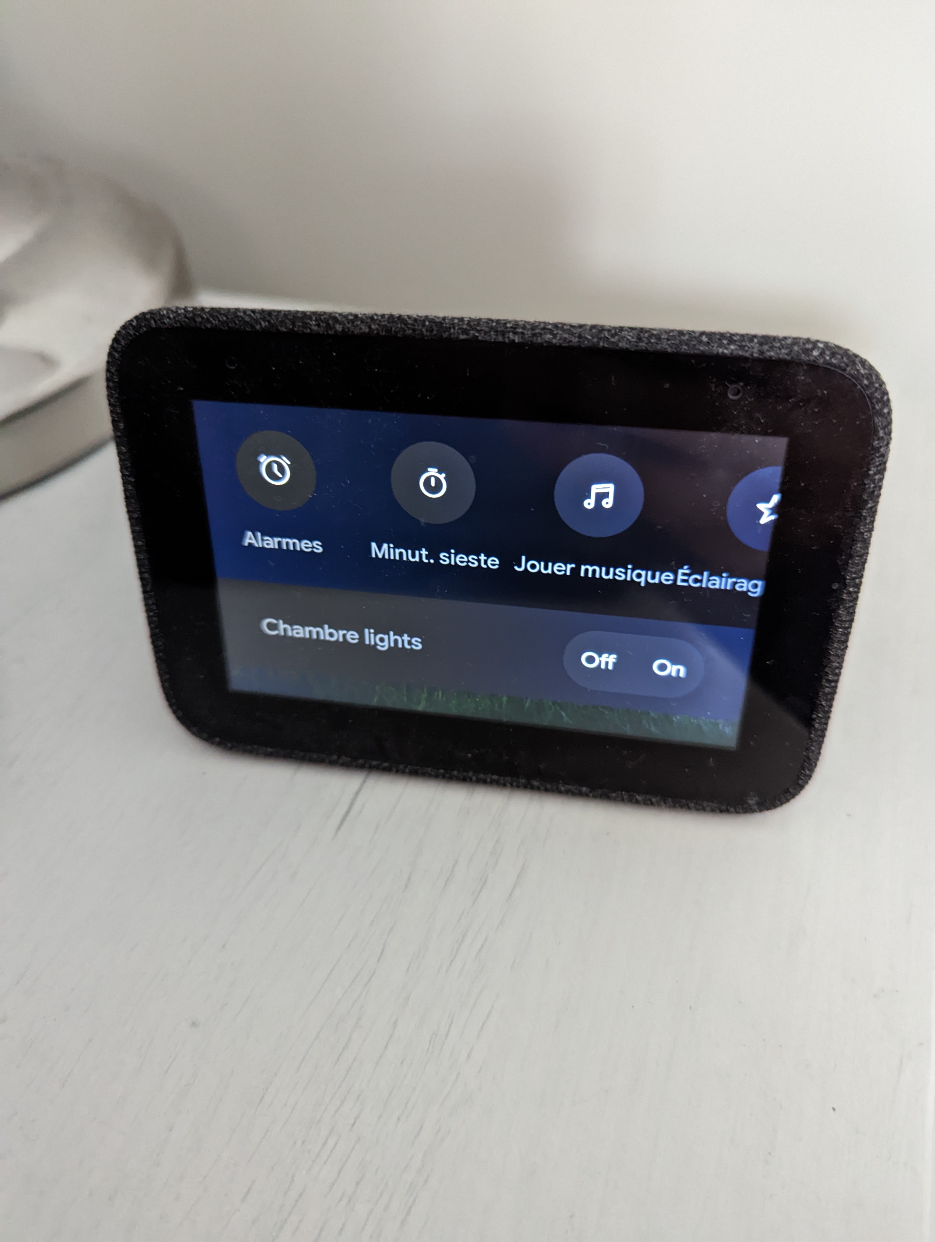 Menu du Lenovo Smart Clock